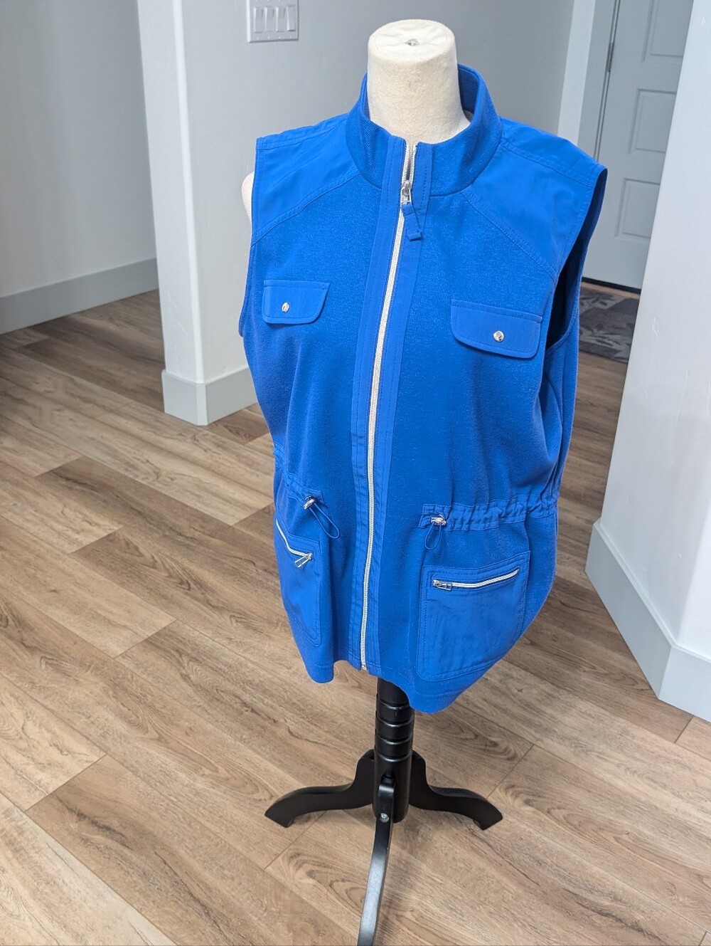 Women's Blue Zip-Front Utility Vest